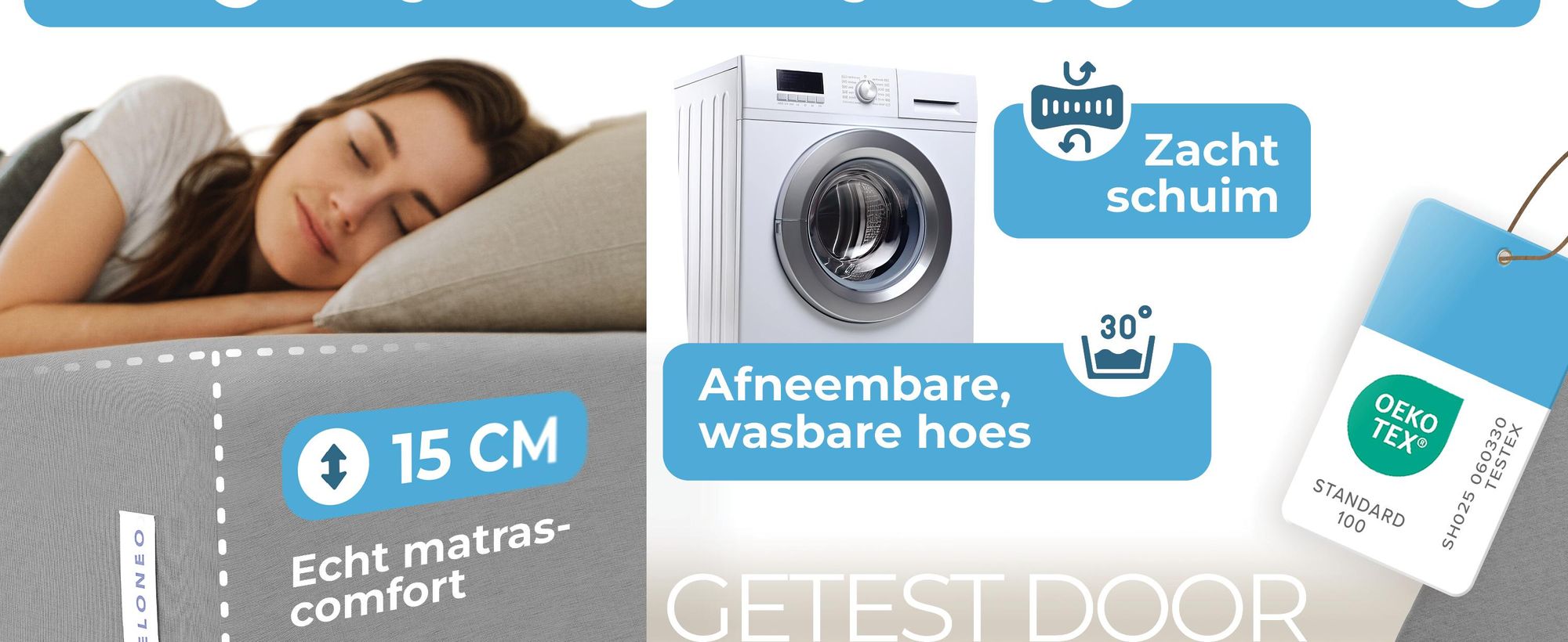 ELONEO Opklapbare matras, gastenmatras, 3-delige opvouwbare matras, extra dik schuim (15 cm), geschikt voor mensen met rugproblemen, opklapbaar, opvouwbare matras (grijs)