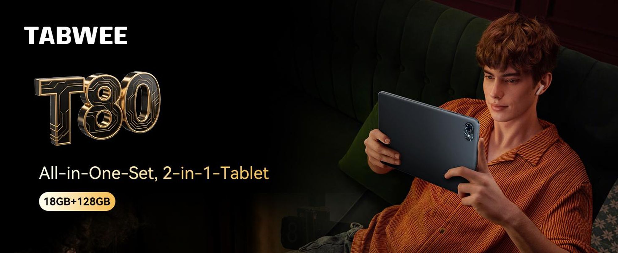 TABWEE T80 Tablet(18GB+128GB) ,10 Zoll,Android16,6000mAh,mit Tastatur Maus Stift Schutzhülle Ständer Schutzfolie, Face ID,BT5.0, 5G WiFi, Gemini AI