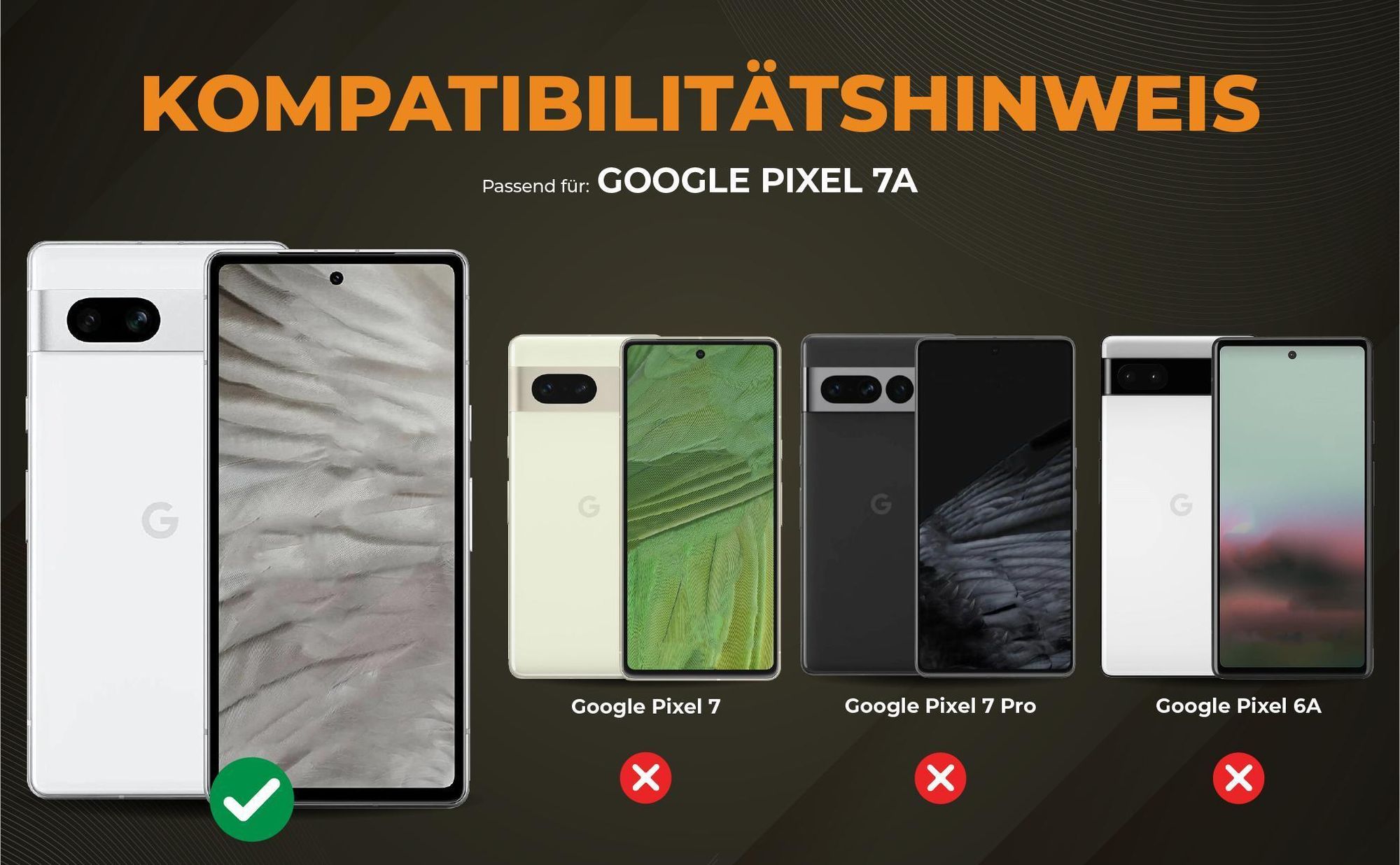 Kompatibilitätshinweise Hülle für Google Pixel 7a