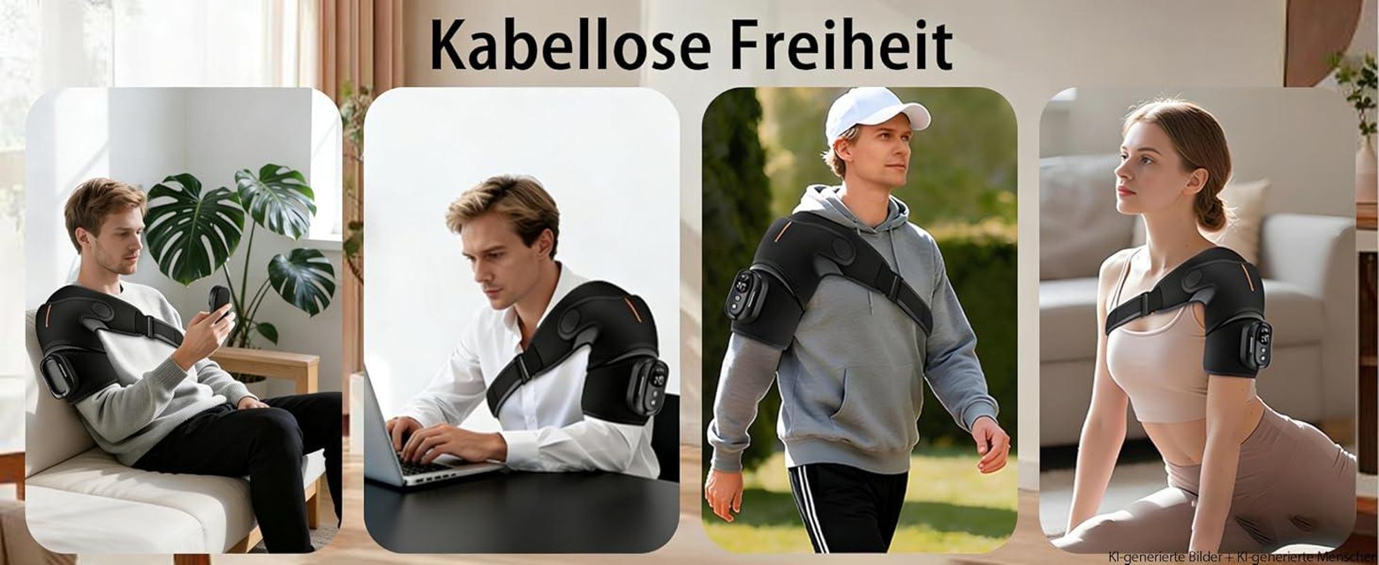 Elektrisches Schultermassagegerät mit Bandage, 3-in-1 Massagegerät, 5 Heizstufen & Vibration, Magnet-Design, 5000mAh Akku, für Zuhause & Büro
