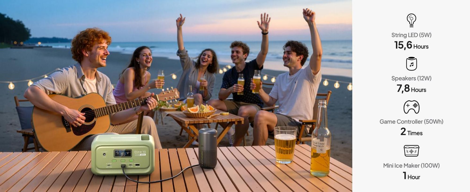 BLUETTI Elite 10 Mini-Powerstation, tragbar, 128-Wh-Akku mit 200-W-Wechselstromsteckdose, USV, Schnelllade-Solargenerator für Camping und Reisen -Grün
