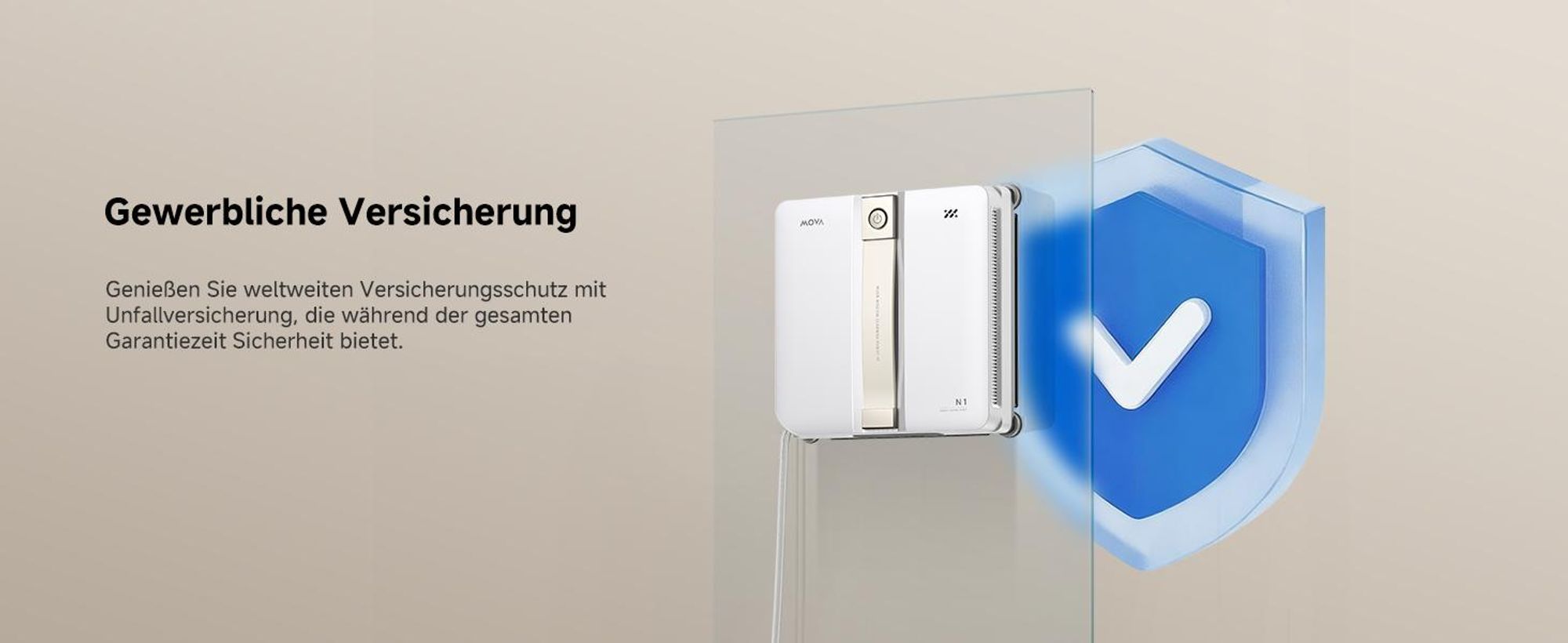 MOVA N1 Fensterputzroboter – kompakt, leicht, 8000 Pa Saugleistung, 32 m² Reichweite, 120 ml Wassertank, Smart Clean