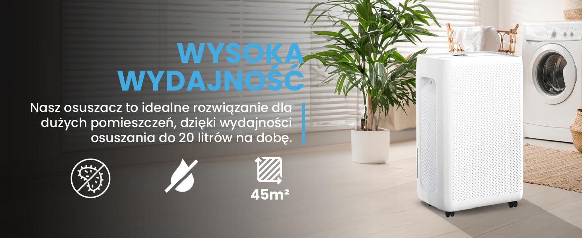 Osuszacz powietrza 20l/24h z aplikacją i zbiornikiem na wode 4,5l