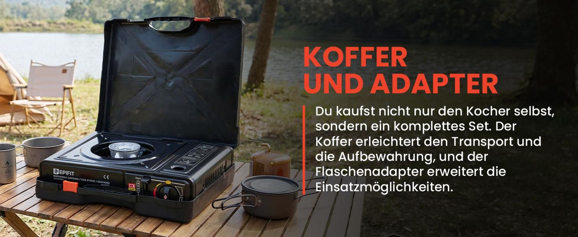 Schwarzer Campinkocher Gaskocher für Gaskartuschen Gasflasche Outdoor