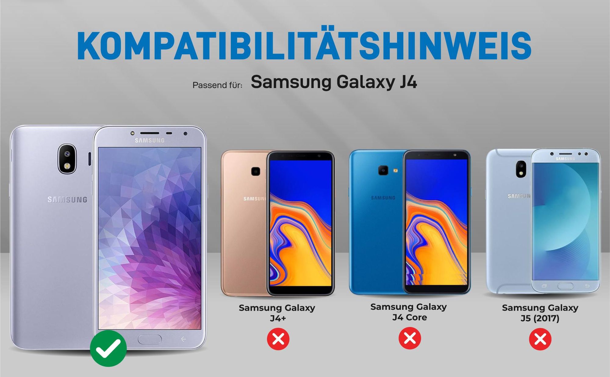 Kompatibilitätshinweise Hülle für Samsung Galaxy J4