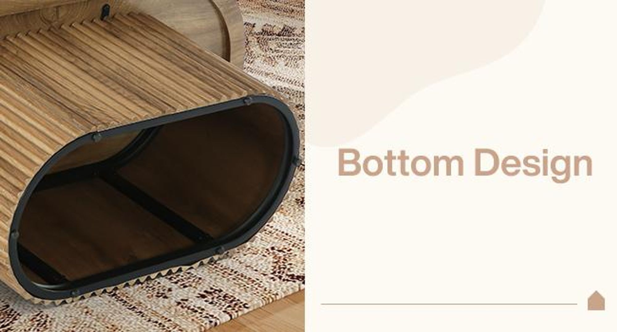 Tribesigns Ovaler Couchtisch, 120 cm großer Landhaus Couchtisch aus Holz mit geriffeltem Design, für Wohnzimmer, Büro, Wohnung, rustikales Braun