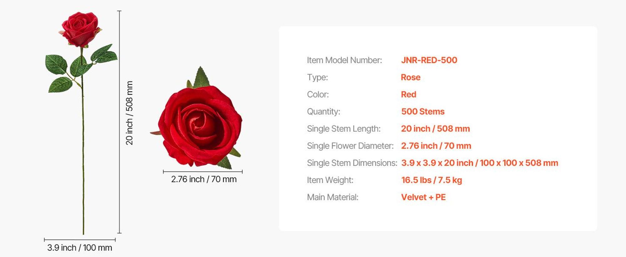 VEVOR Künstliche Rosenblätter, 500 Stück Kunstblumen Rot, Schaumrosen, für DIY Hochzeitsstrauß, Brautstrauß, Valentinstag, Muttertag, Heimdekoration