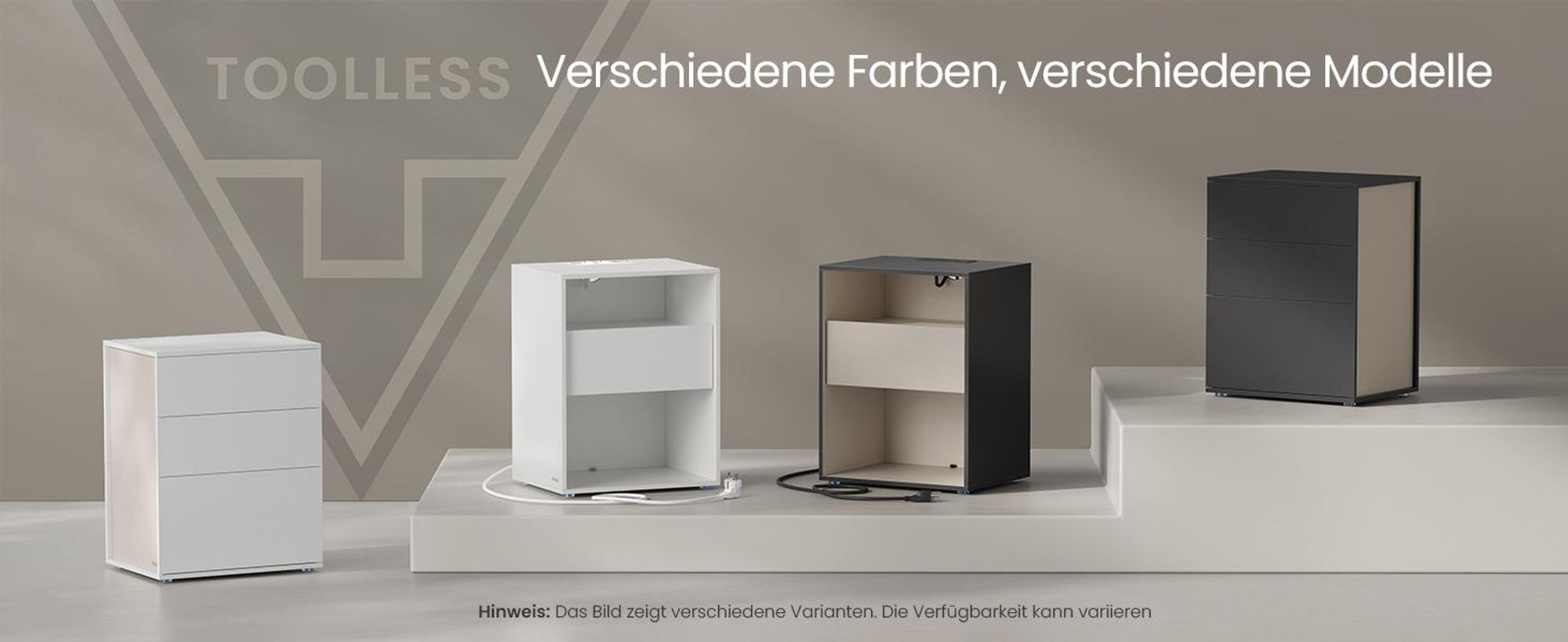 VASAGLE Toolless-Technologie, superschnelle werkzeuglose Montage, Nachttisch, Beistelltisch 3 Schubladen, Nachtschrank, minimalistisch, Schlafzimmer,