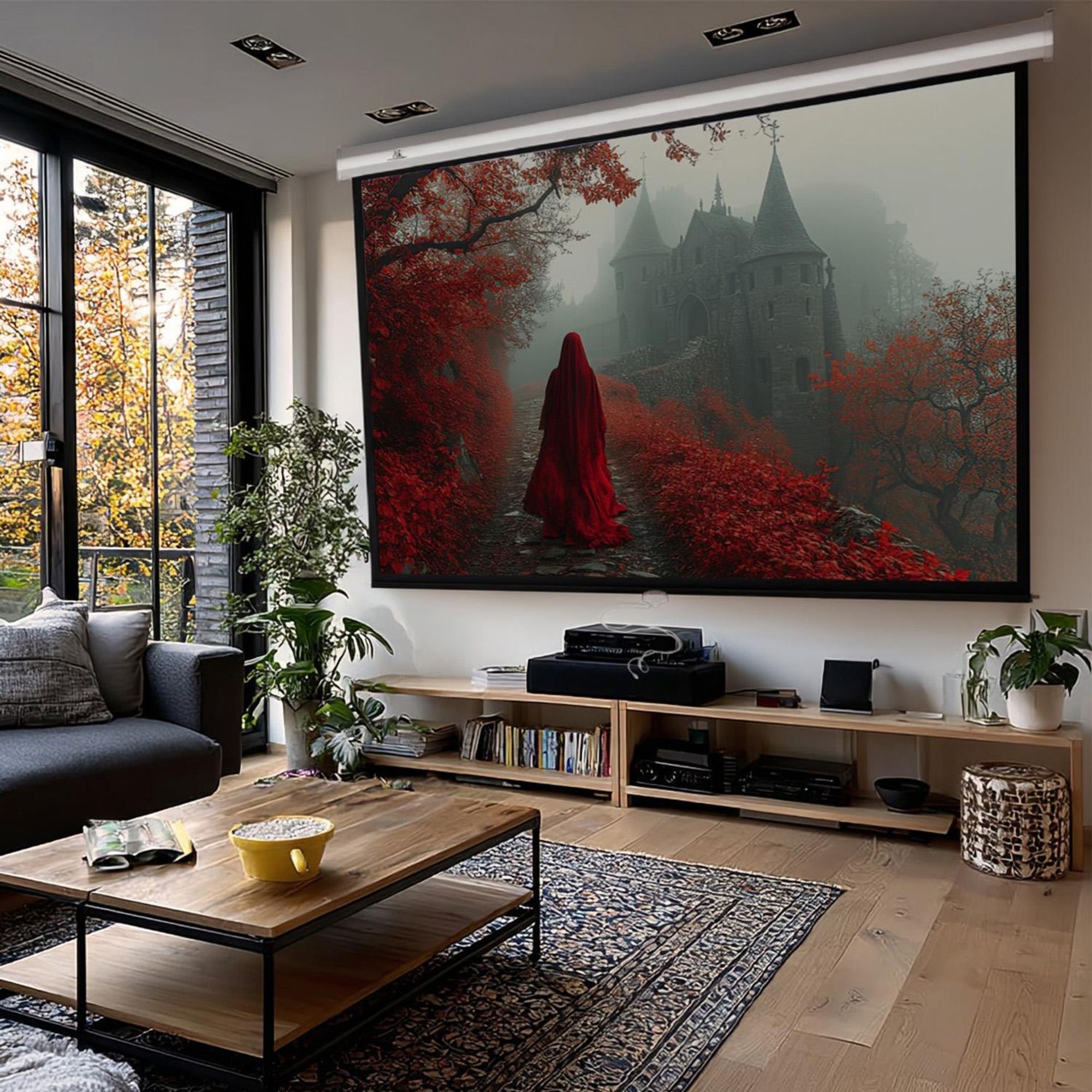 Heimkino Rolloleinwand 240x180cm 4:3 Rollo Beamer Leinwand LCD DLP LED 3D FullHD