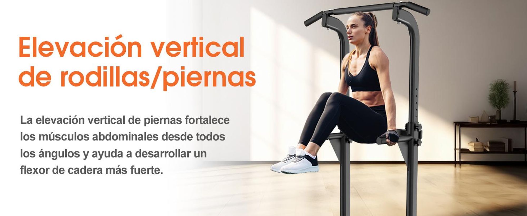 DH FitLife Power Tower Multifunción 150 kg, Estación de Dominadas y Fondos Independiente, Barras Paralelas para Entrenamiento en Casa