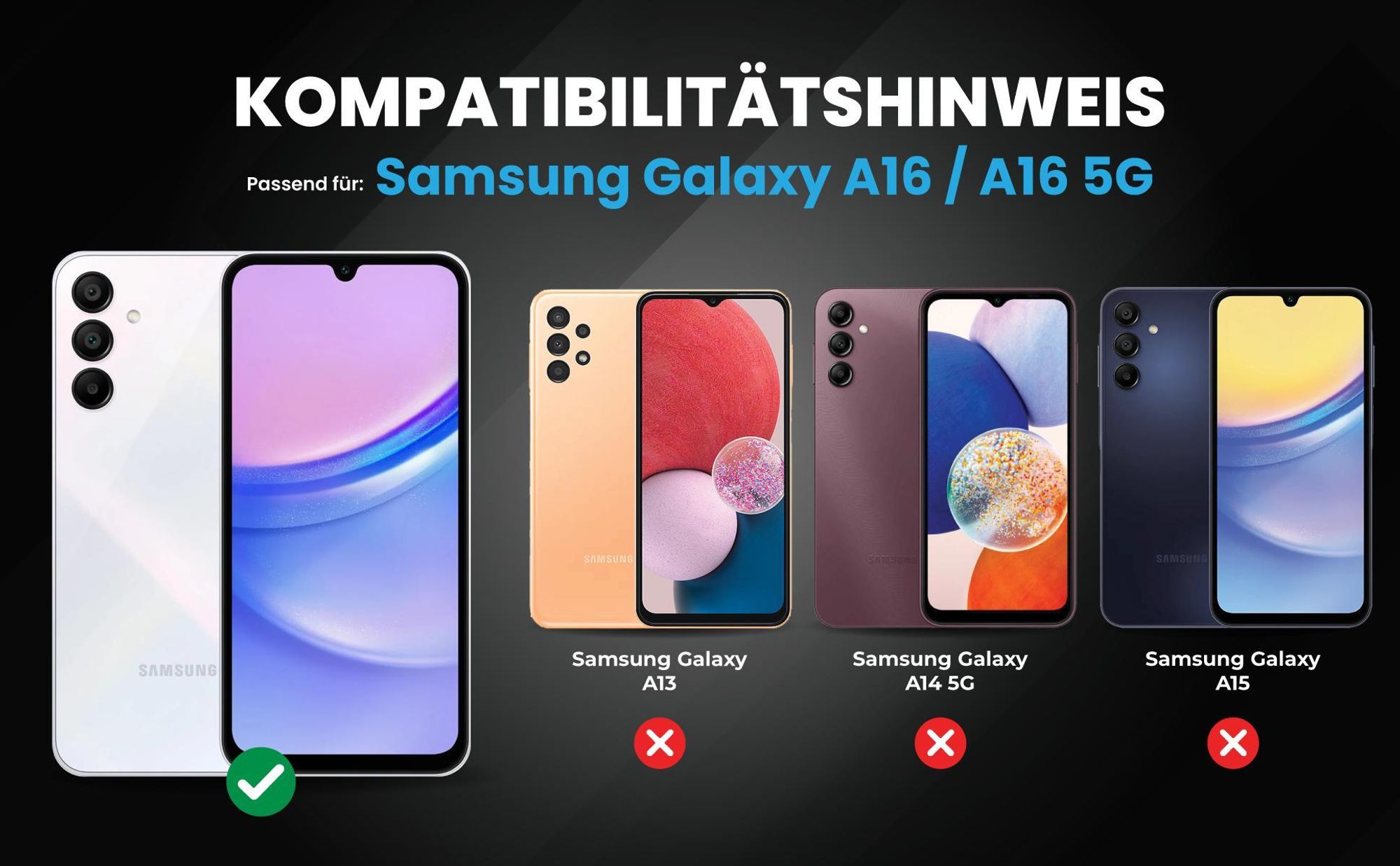 Kompatibilitätshinweise Hülle für Samsung Galaxy A16 / A16 5G