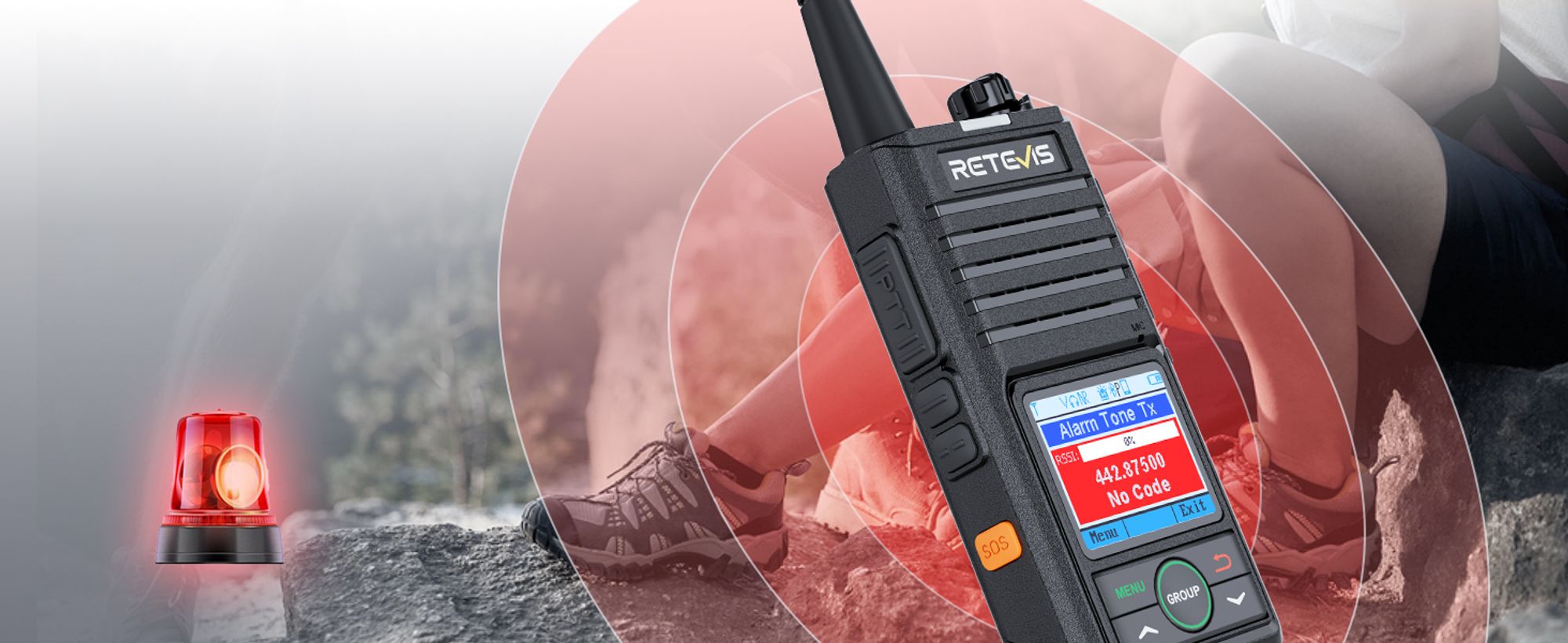 Retevis RB658 Ham Radio, Walkie Talkie mit APP-Steuerung VOX, 1800 mAh, 1,77-Zoll-Bildschirm, mit Bluetooth-Headset für Flotten, Gruppenreisen