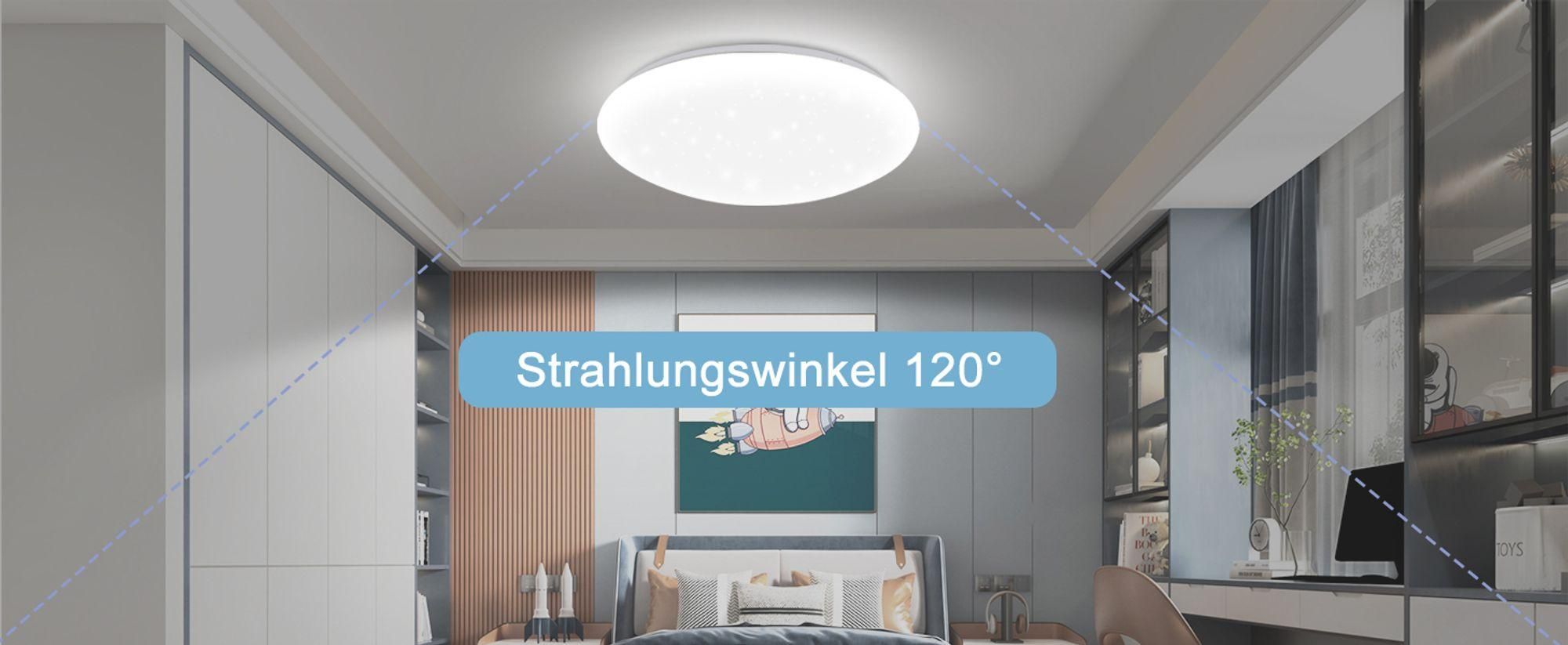 ZMH LED Deckenleuchte Schlafzimmer Deckenlampe 30cm Sternenhimmel Kaltweiß 18W Deckenbeleuchtung IP44  Rund für  Küche Kinder