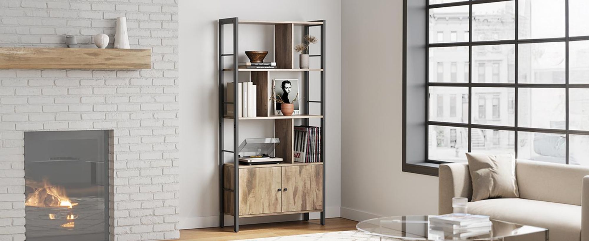 VASAGLE Bücherregal, Bücherschrank, Standregal, 4 offenen Regalebenen