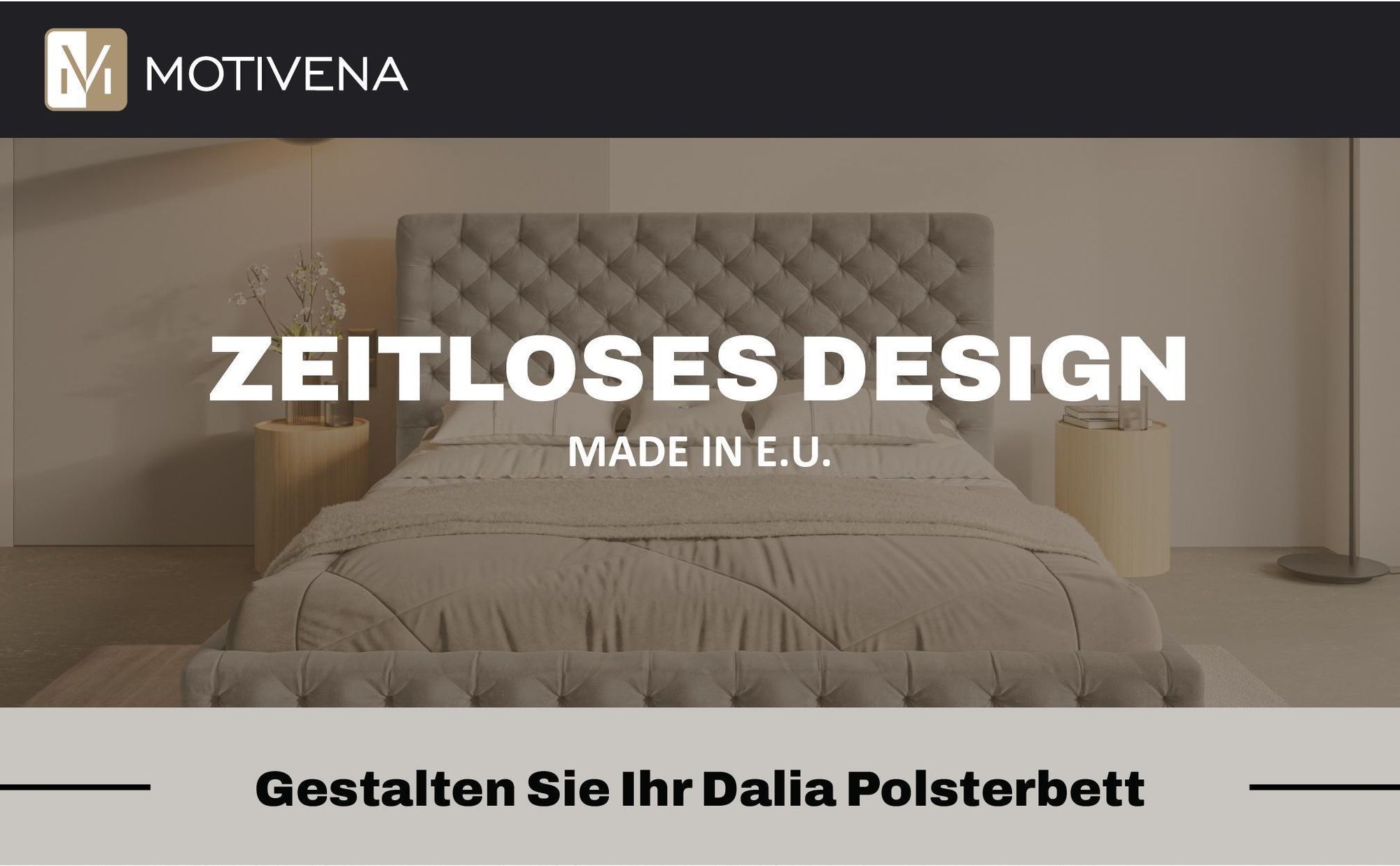 MOTIVENA Dalia Chesterfield Polsterbett 180x200 mit Bettkasten, Holz Lattenrost, Bett 180x200 Beige Samt (Amor 04)