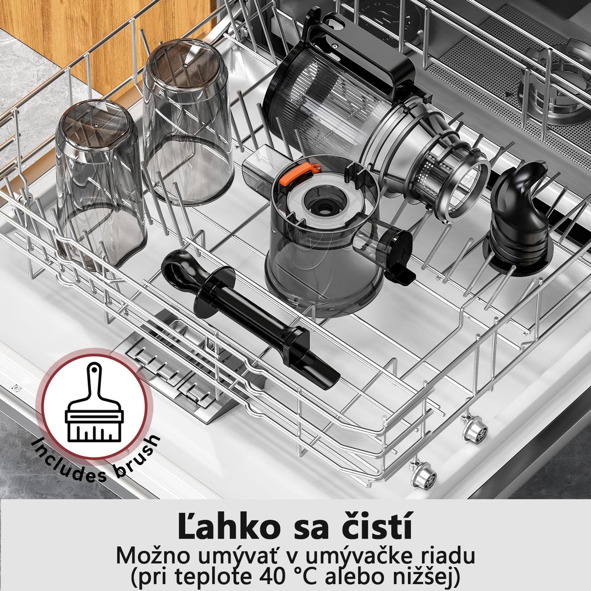LINKChef SJ-051-EU-BL Pomalý Odšťavovač - 200W Výkon 1.2L Veľká kapacita Dva podávacie tácky Ľahko sa čistí - čierna
