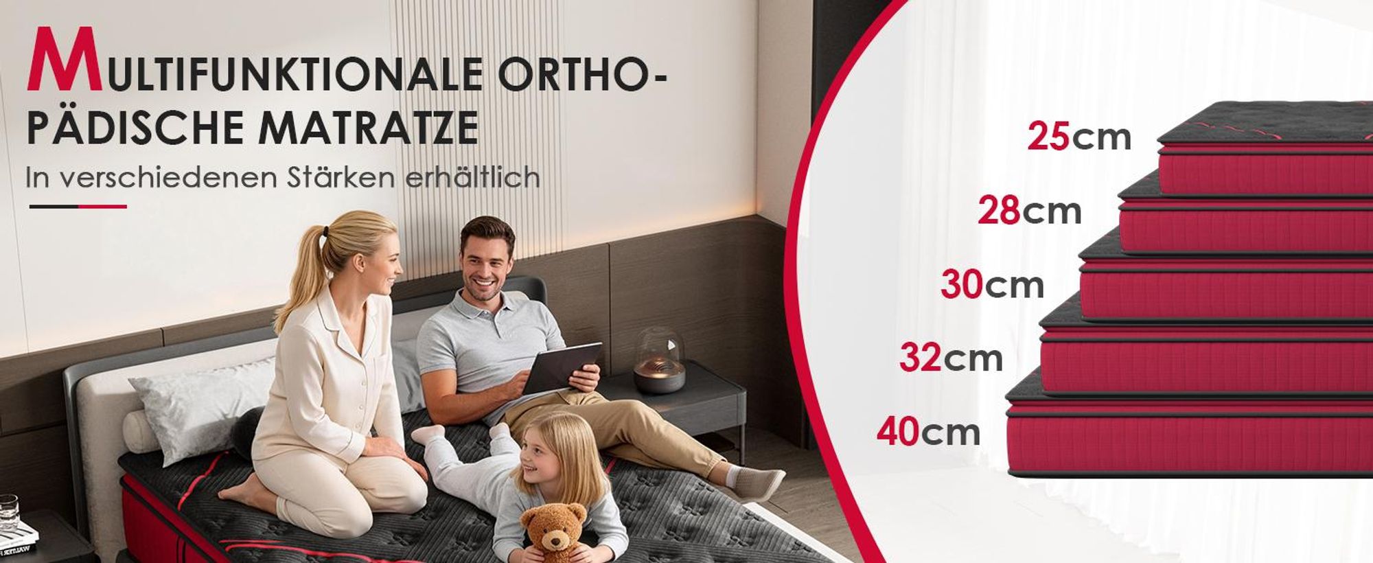 DEWINNER Materac 140x200, grubość 30 cm, hybrydowy, twardy H3/H4, 7-strefowe podparcie, materac z sprężynami kieszeniowymi, izolacja ruchów