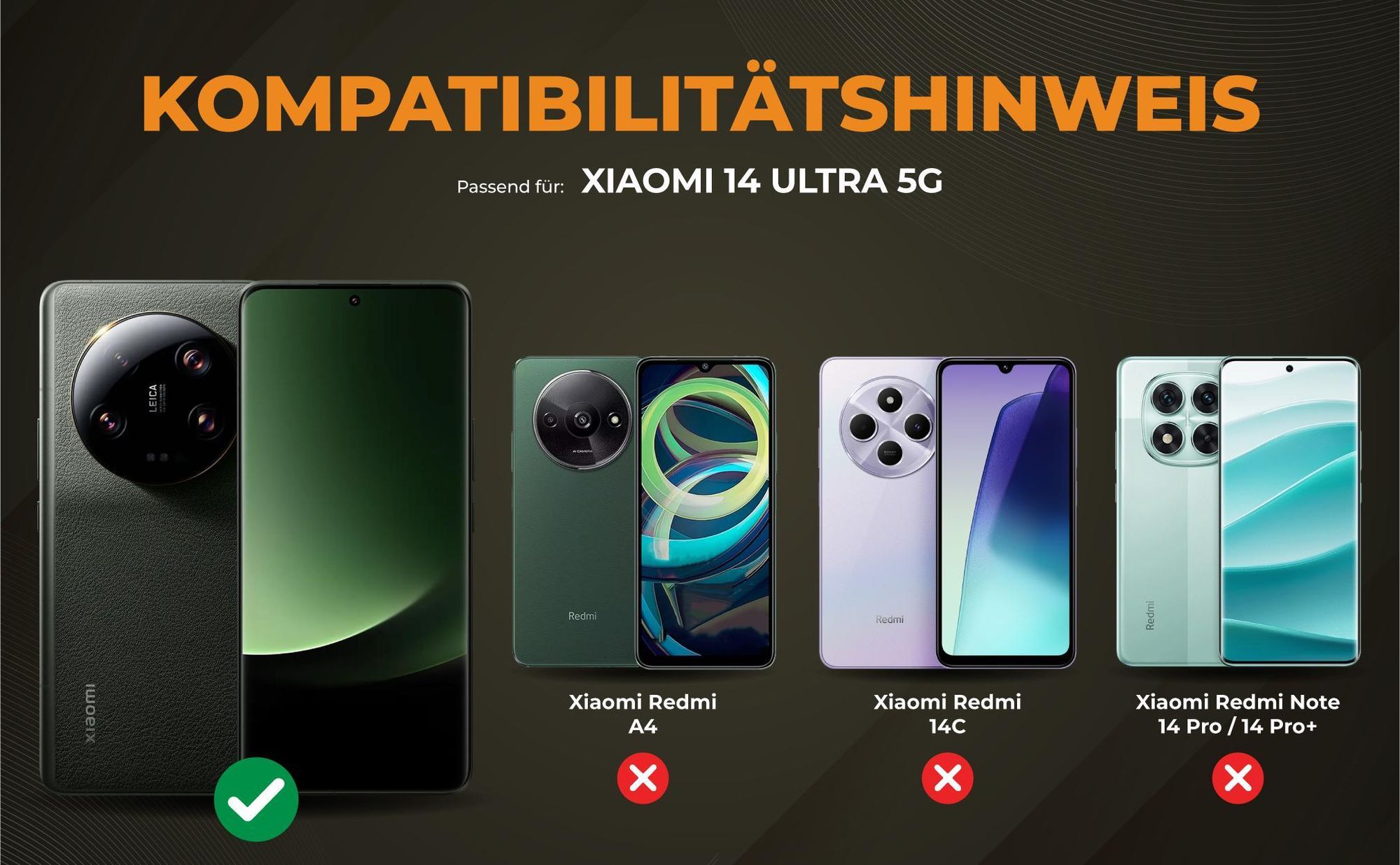 Kompatibilitätshinweise Hülle für Xiaomi 14 Ultra