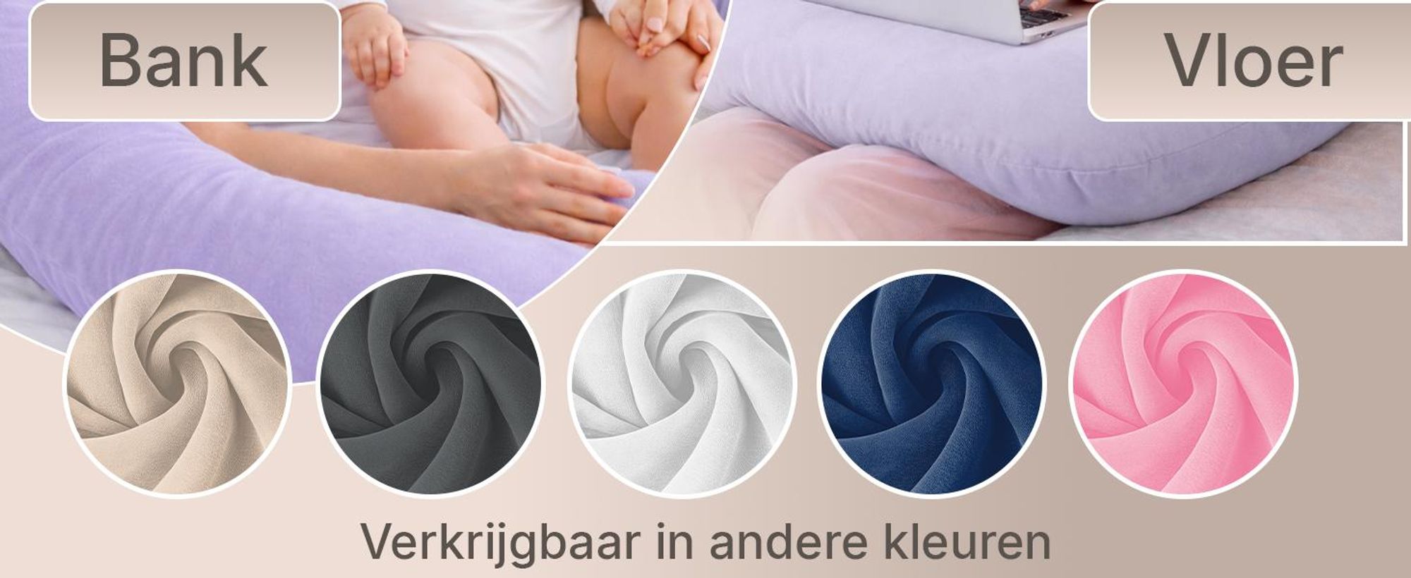 ELONEO Zijslapenkussen met hoes, kussens voor tijdens het geven van borstvoeding, zwangerschapskussen XXL, paars