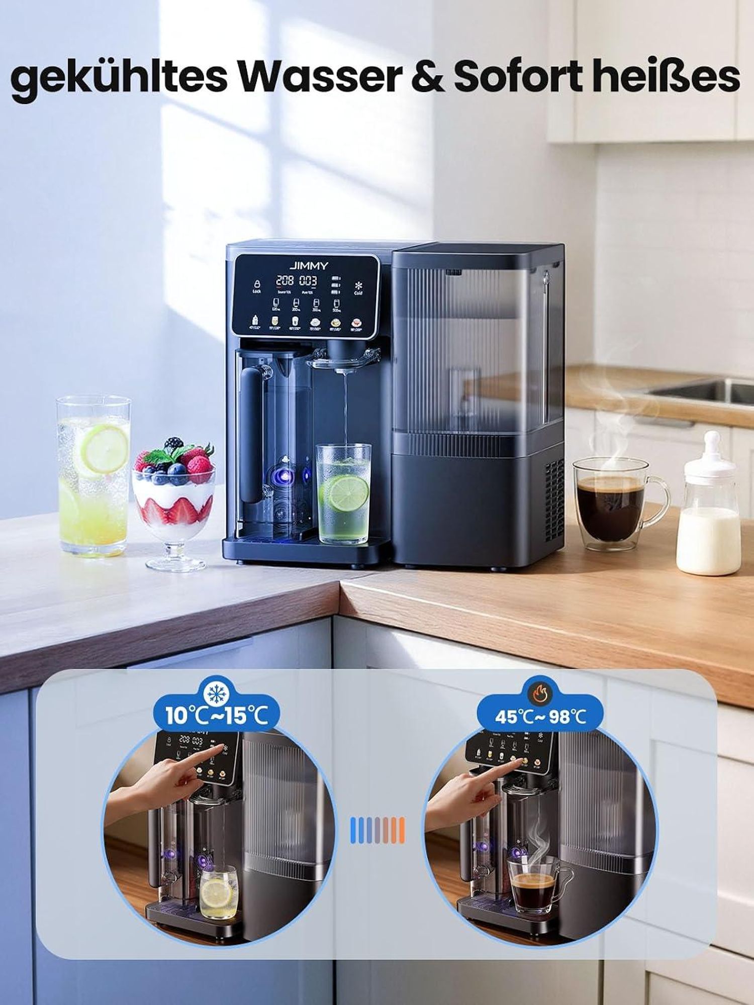 JIMMY R9 Pro, Aufsatz-Wasserfilter, 5,5 l, Schwarz, Transparent