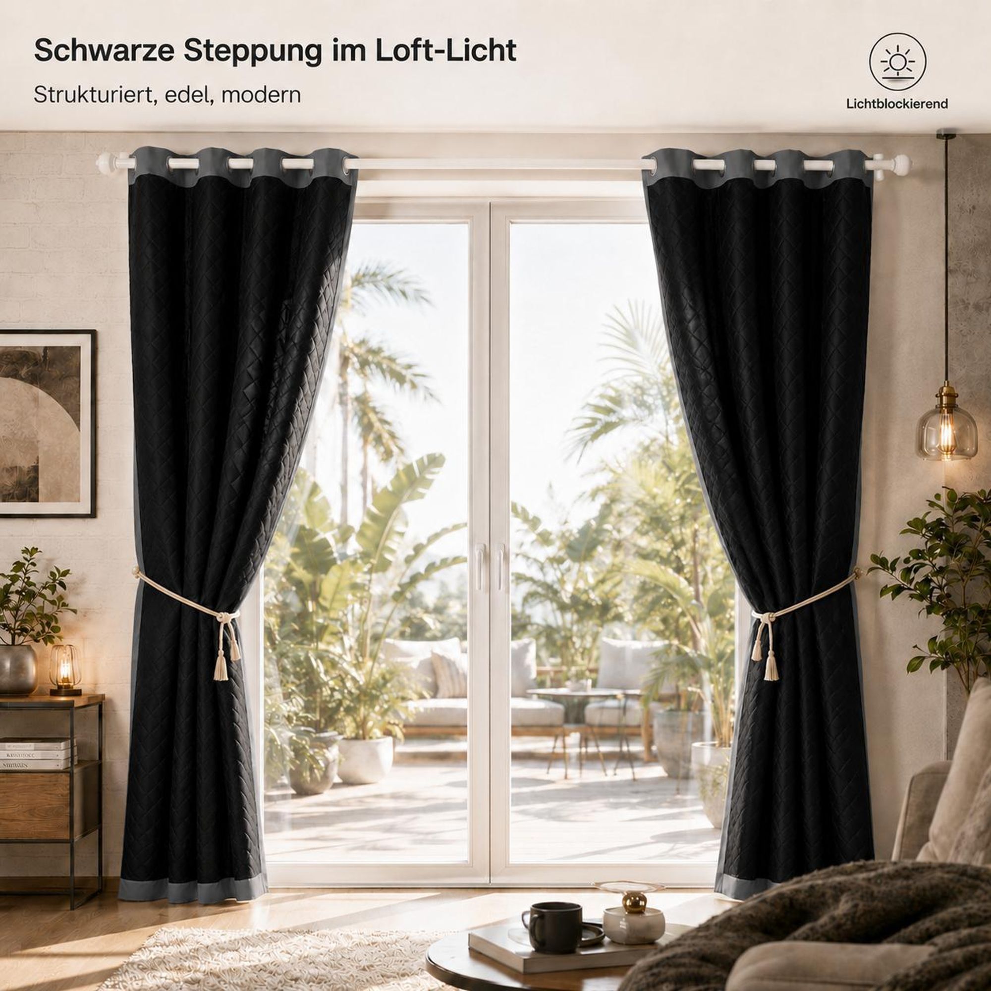 1x Outdoor Thermovorhang gegen Kälte und Hitze – Türvorhang, wasserdicht, Verdunkelungsvorhang mit Ösen für Garten Terrasse, Fenstervorhang, 132x213cm