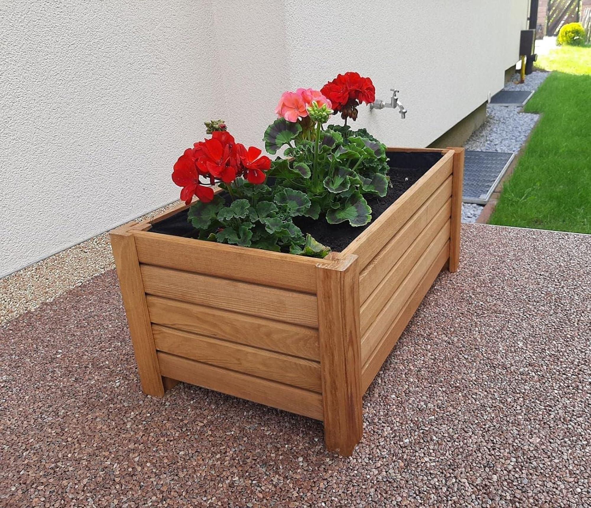 Pflanzkübel Rechteckig 59 x 33 x25 cm (B x T x H) - Holz Blumentopf - Graphit - Pflanzkasten - Natürlicher Übertopf - Pflanztopf - Blumenkasten Balkon & Garten