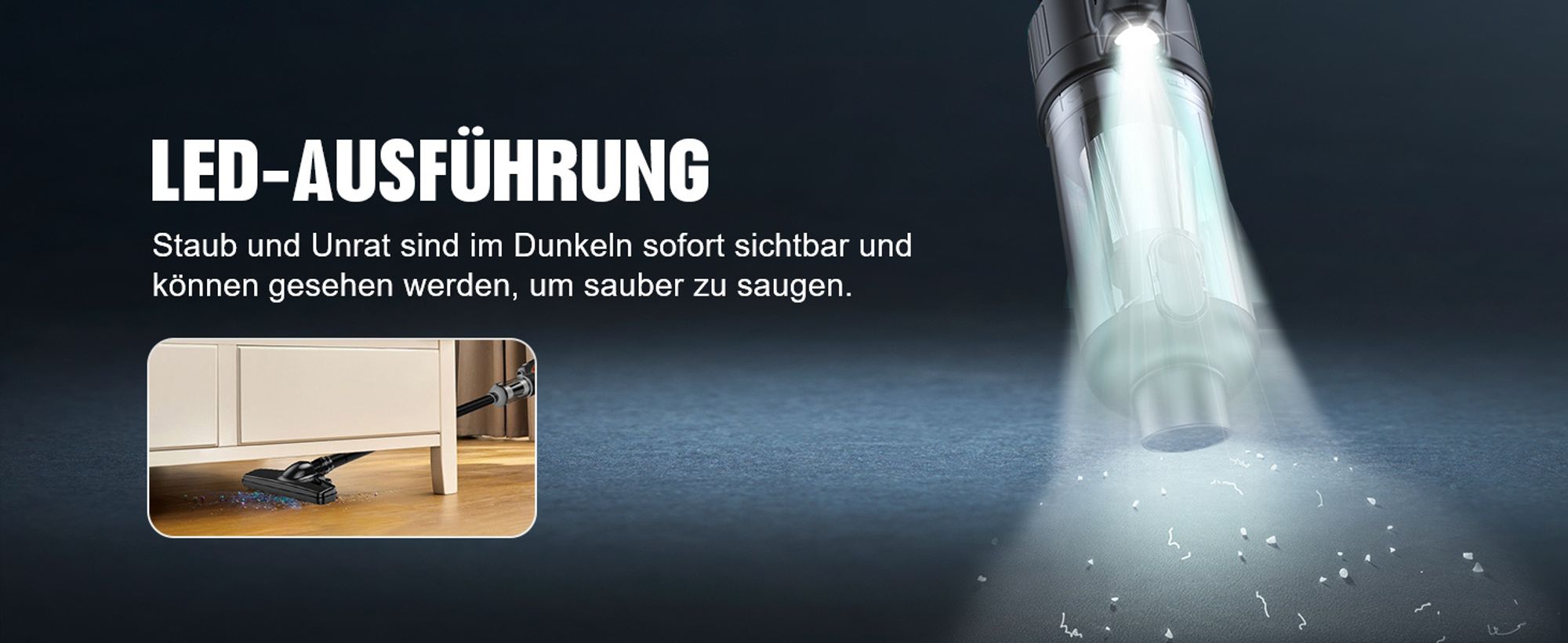 Akku-Staubsauger,Stielstaubsauger,8000Pa Handstaubsauger,6-In-1 Kabelloser Staubsauger Und LED Handstaubsauger,Autostaubsauger,Für Harte Böden Teppich