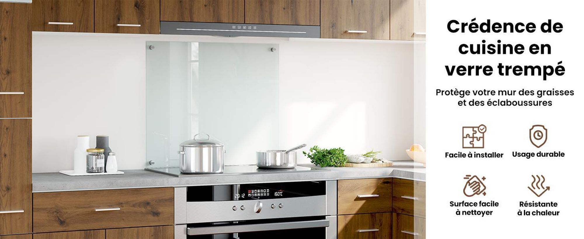 vidaXL Dos de cuisine Transparent 70x60 cm Verre trempé