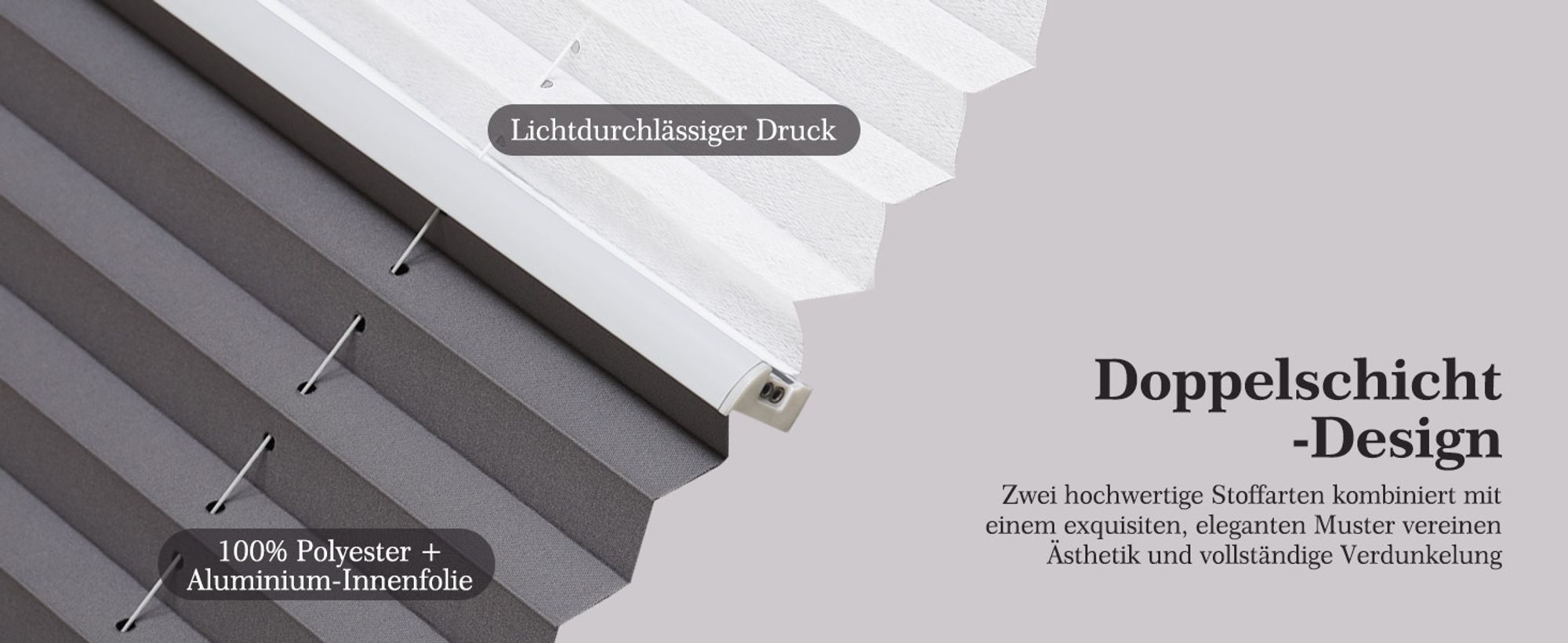 Sekey Plissee 40×130 cm ohne Bohren Day+Night Verdunklungsplissee Weiß+Grau Blickdicht Faltrollo Klemmfix 100% Verdunkelnd Sichtschutz für Fenster