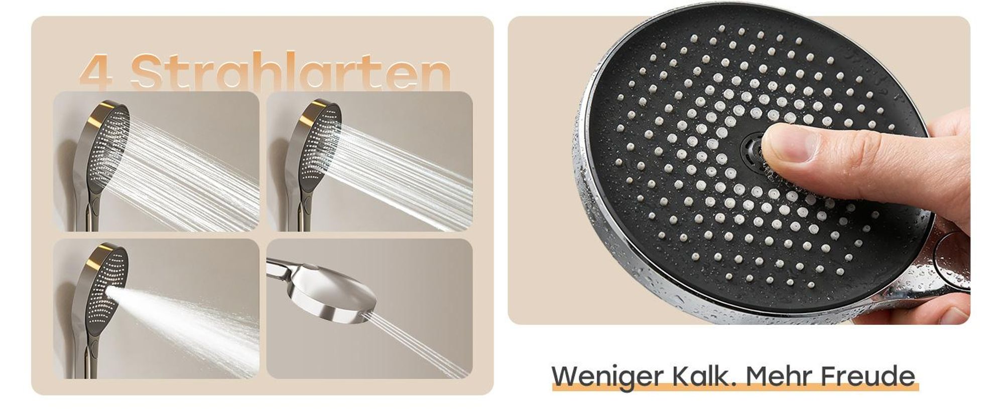HOROW Regendusche Set Chrom, Duschset Duschsystem mit 4 Massage-Modi, Klappbares Duschset, Höhenverstellbar, ohne Armatur, passt auch für Badewannen