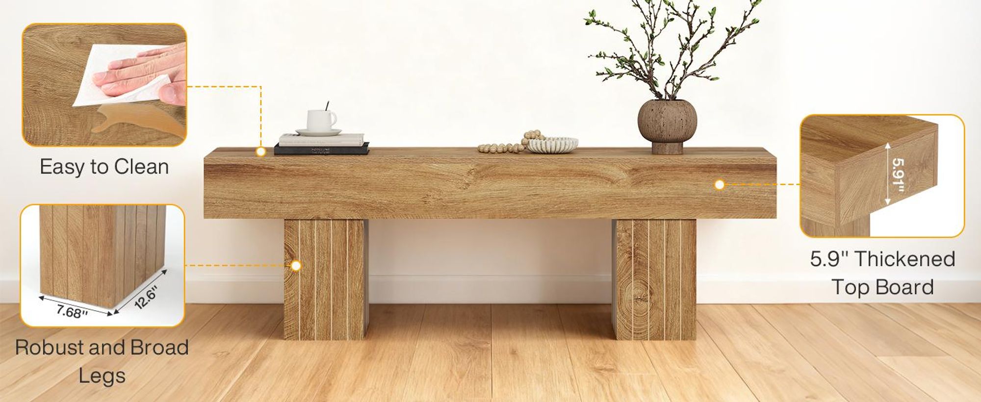 Tribesigns Sitzbank, 140 cm Farmhouse Eingangsbereichsbank, Fußendebank, Landhaus-Bettbank, lange Indoor-Bank HolzEingangsbereich, Flur, Wohnzimmer