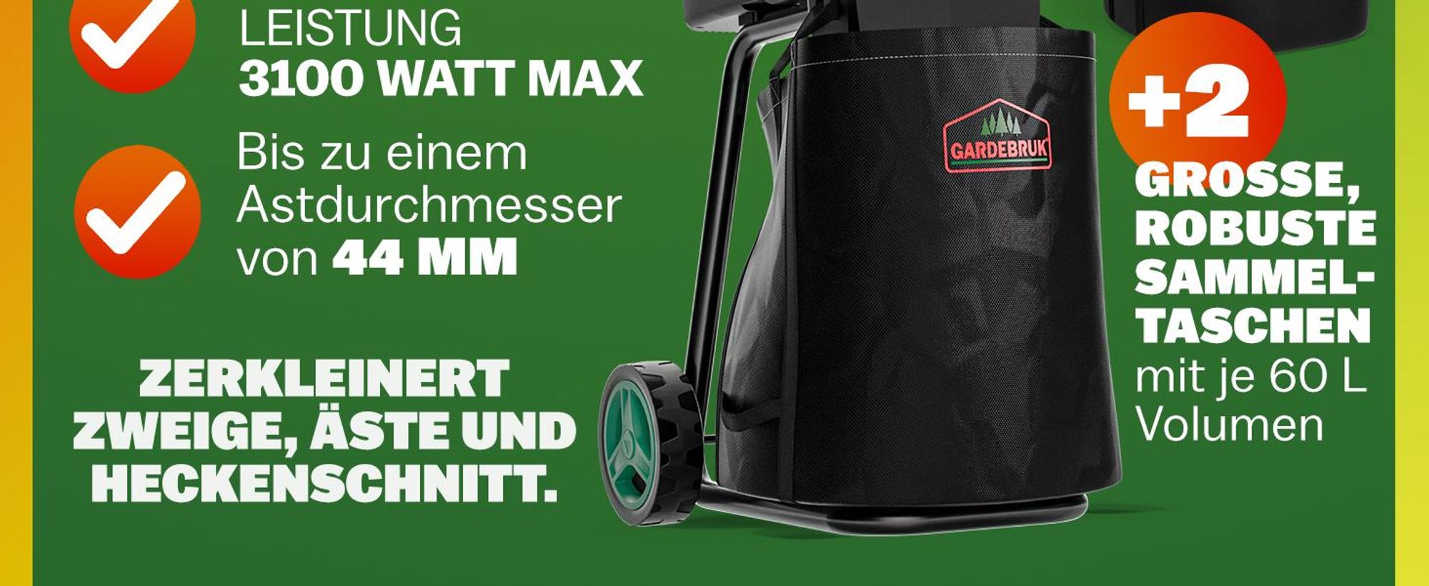 GARDEBRUK® Leisehäcksler 3100W
