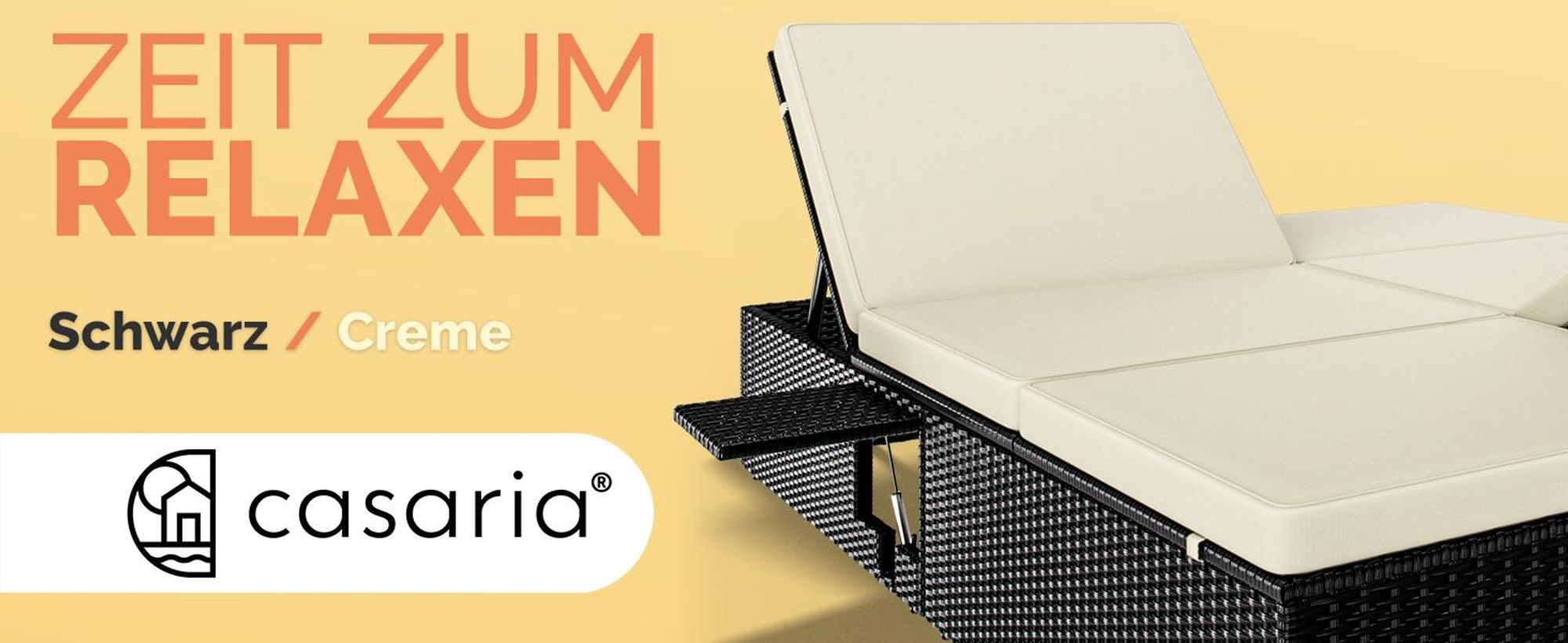 CASARIA Sonnenliege Polyrattan 2 Personen