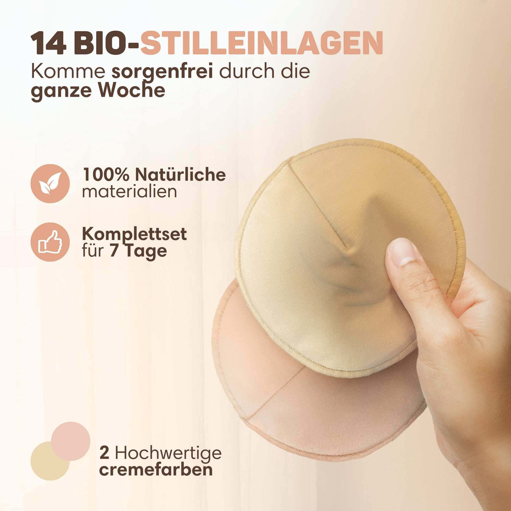 Vulpes Goods Waschbare Stilleinlagen - Organische Wiederverwendbare Stilleinlagen - 14 Stück mit Wäschebeutel - Cup B bis G - L 12cm