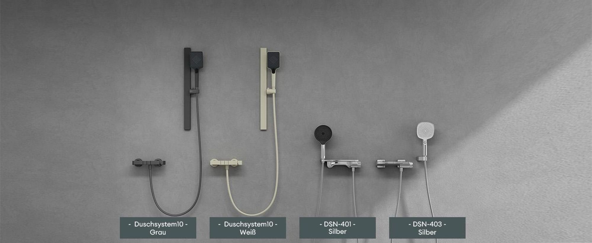 Mai & Mai Duschsystem mit Regendusche Duschkopf 3 Strahlarten höhenverstellbar Duschbrause mit Unterauslauf aus Aluminium Grau  Arvexa-02