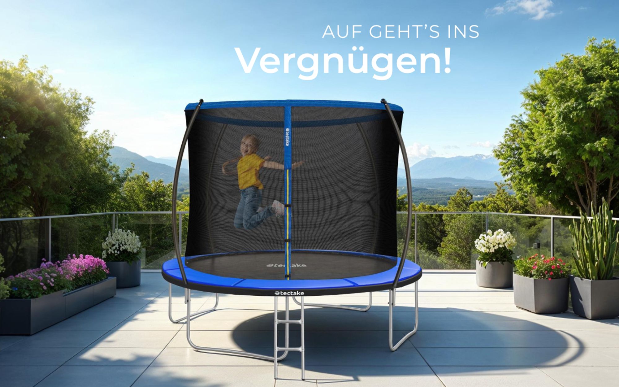 tectake® Trampolin Jumpy Ø 305 cm, GS- mit Sicherheitsnetz