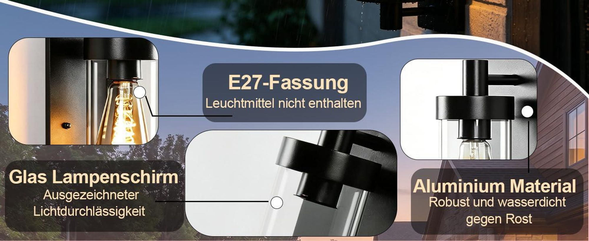 ZMH LED vintage buitenwandlamp, E27, zwart, IP65, weerbestendig. Geschikt voor gevels, terrassen, balkons, tuinen en gangen