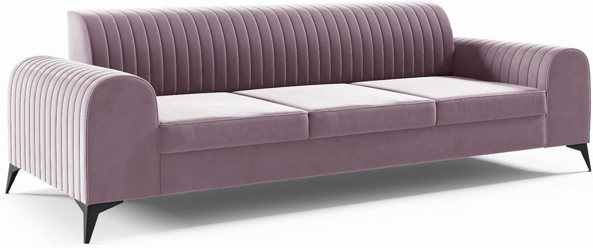LIKMA Ekrü 3 Sitzer Samt Sofa Elsa 234x77x93 cm 3-er Couchgarnitur Hydrophobe Beschichtung Velvet Moderne Wohnzimmer Couch Velours Glamour Design Stoff Fresh 01