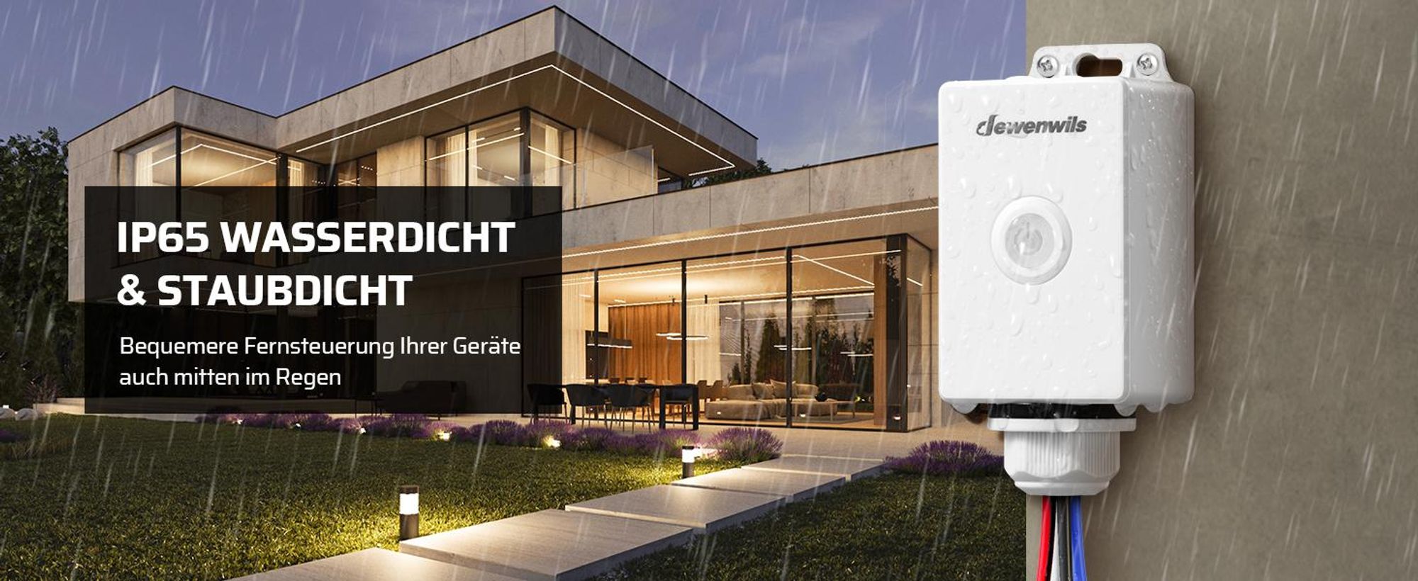 DEWENWILS Funkschalter Außen mit Fernbedienung, 230V, 3000W Kabellos, inklusive Batterie