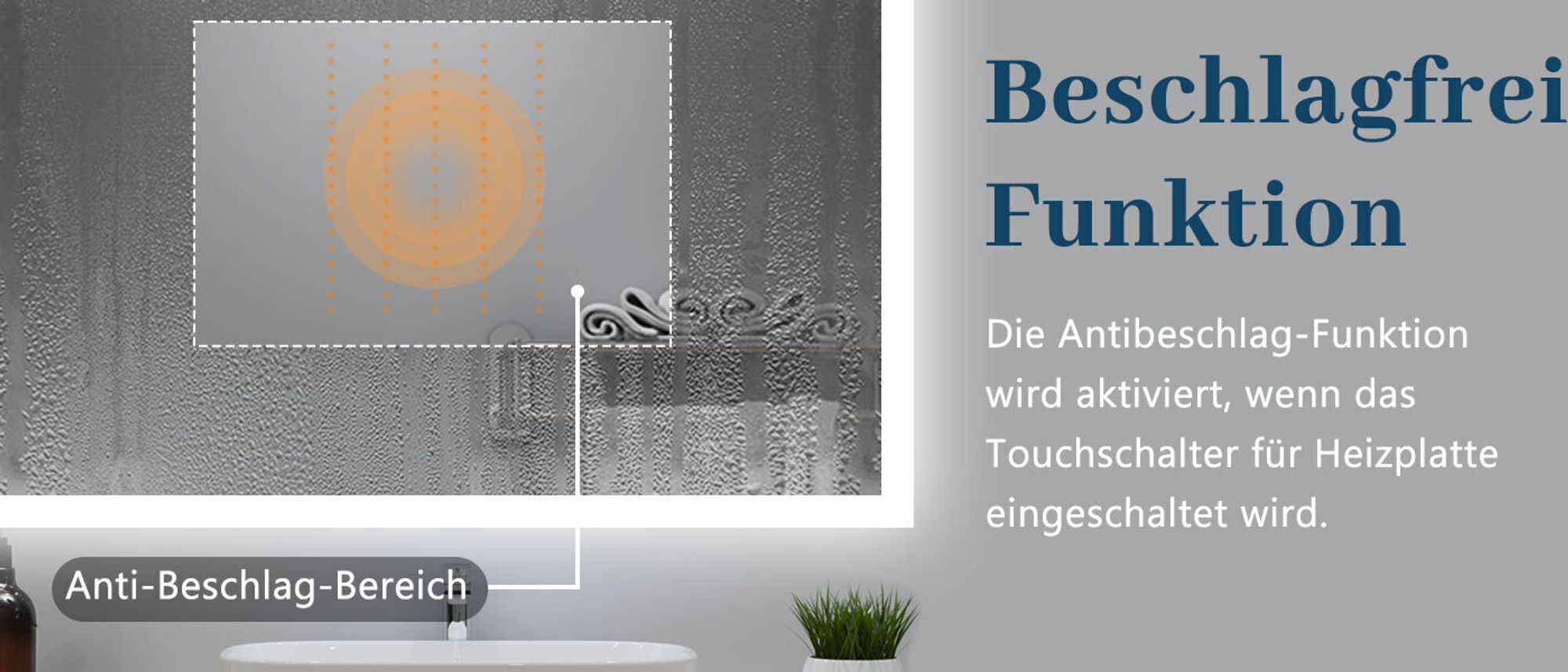 AICA LED Badspiegel mit Uhr 80×60cm Touch/Wandschalter Beschlagfrei Badezimmerspiegel 3 Lichtfarbe  dimmbar 3-Fach Vergrößerung Schminkspiegel Kalt/Neutral/Warmweiß IP44