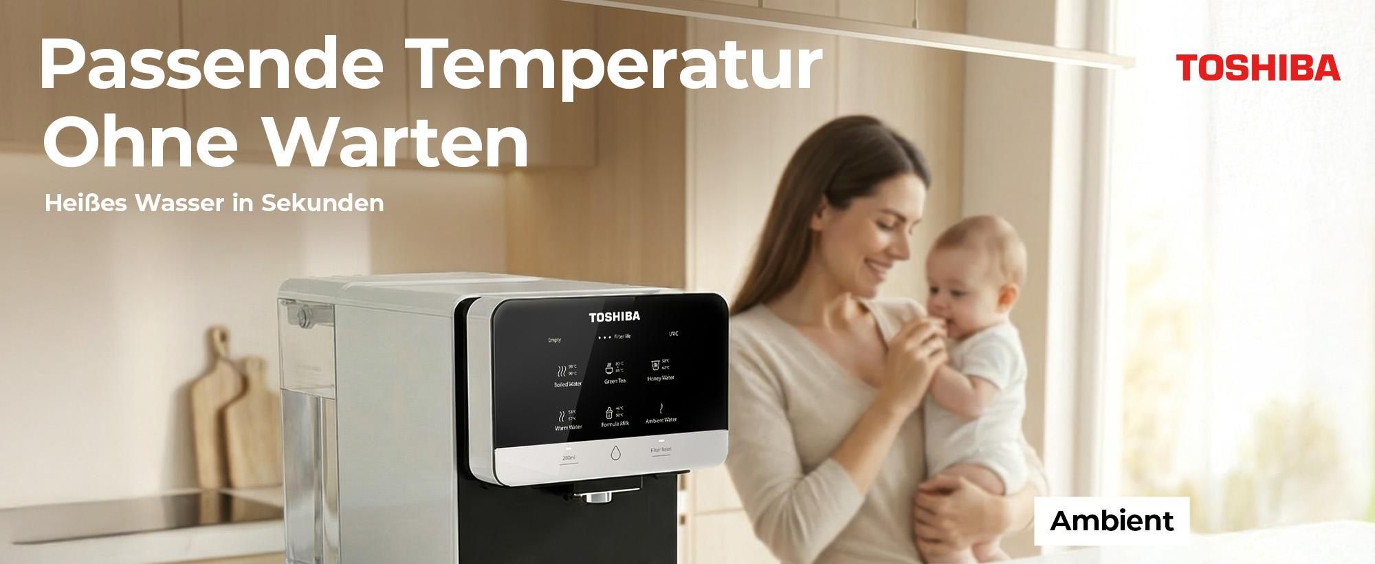 Toshiba Osmoseanlage, Wasserfilter Trinkwasser, Auftisch, Keine Installation, Heißwasserspender, Umkehrosmoseanlage, Mehrfach-Filterung, weiß