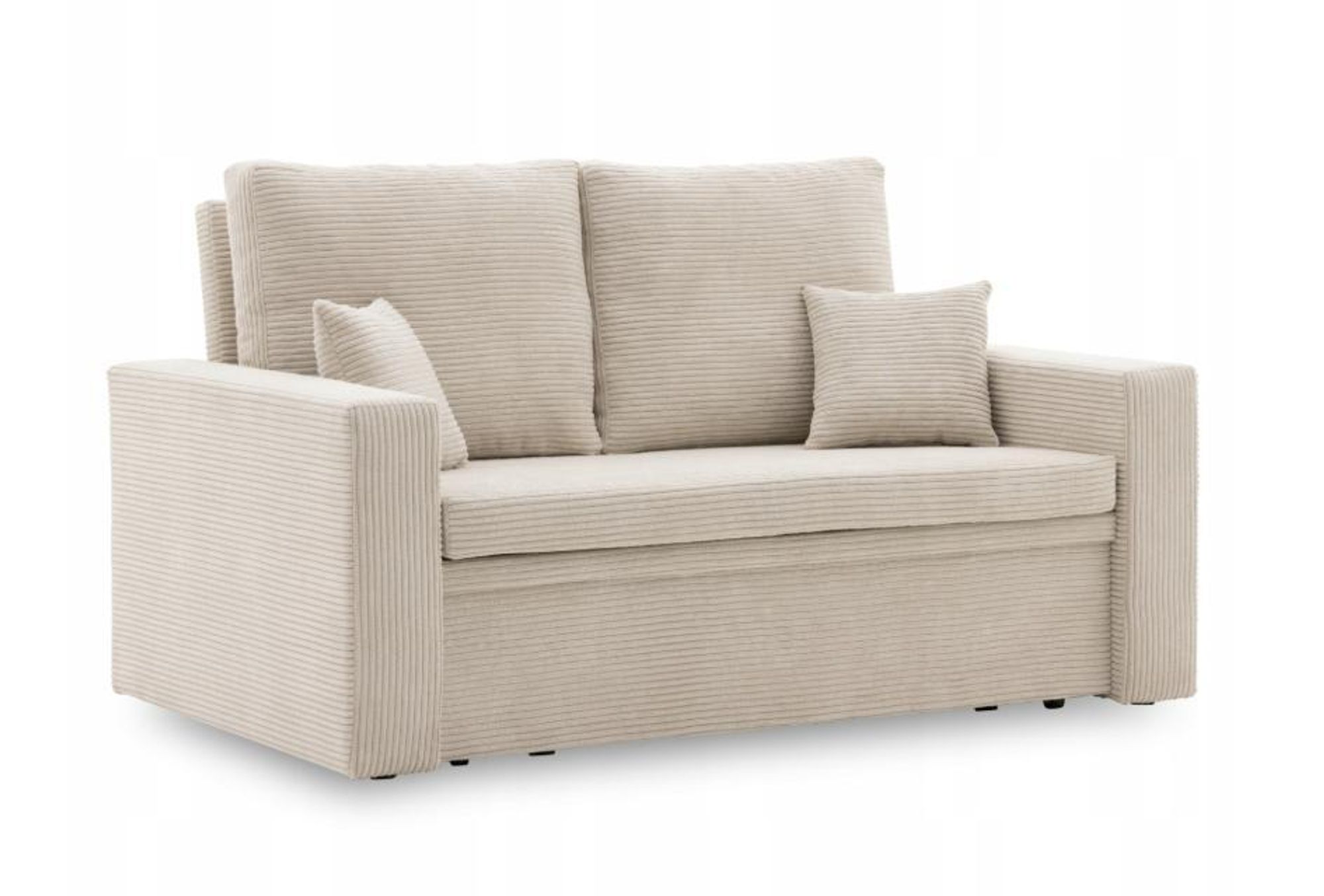 Sofa AIKIDO 150x85 - mit schlaffunktion - Farben zur Auswahl - modernen Sofa - mit Bettkasten - Moderner Cordstoff - Stoff POSO 100 Beige