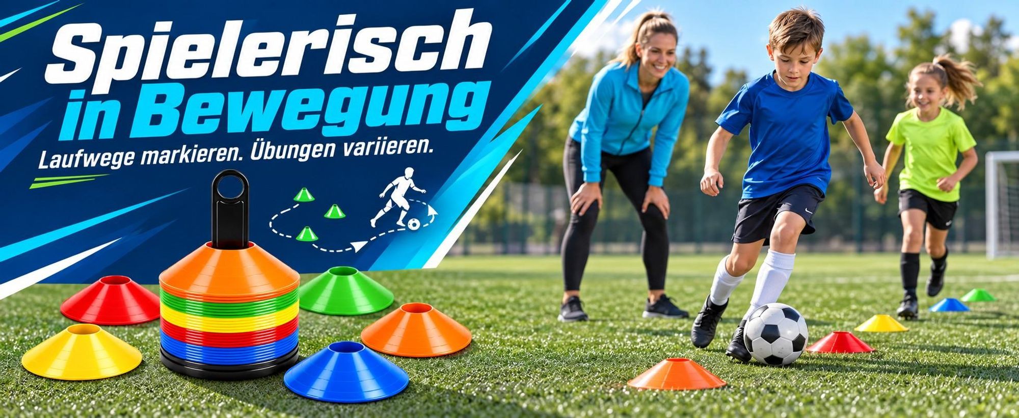 Anwendungsbeispiel: Slalomtraining mit farbigen Markierungshütchen