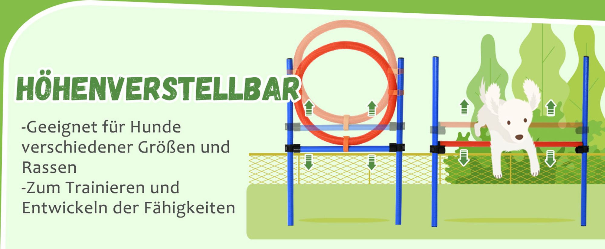 Pawhut Hunde Agility Slalom Übung Hundesport Training Reifen Hürde Set 2 Modelle