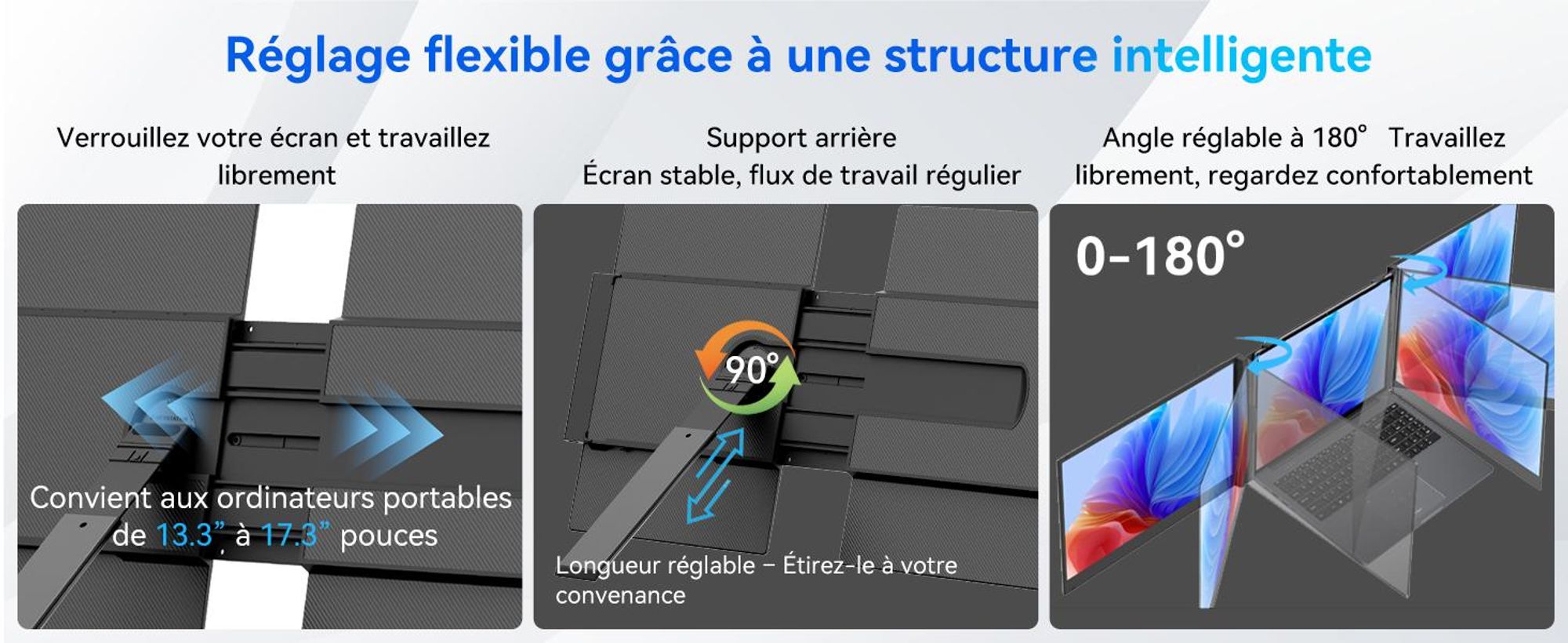 Écran portable Blackview DCM6 14 pouces, moniteur double écran pour ordinateur portable, ultrafin, FHD, compatible avec les ordinateurs portables de 13,3 à 17,3 pou pivotant à 180°, compatible Windows/Mac/Android