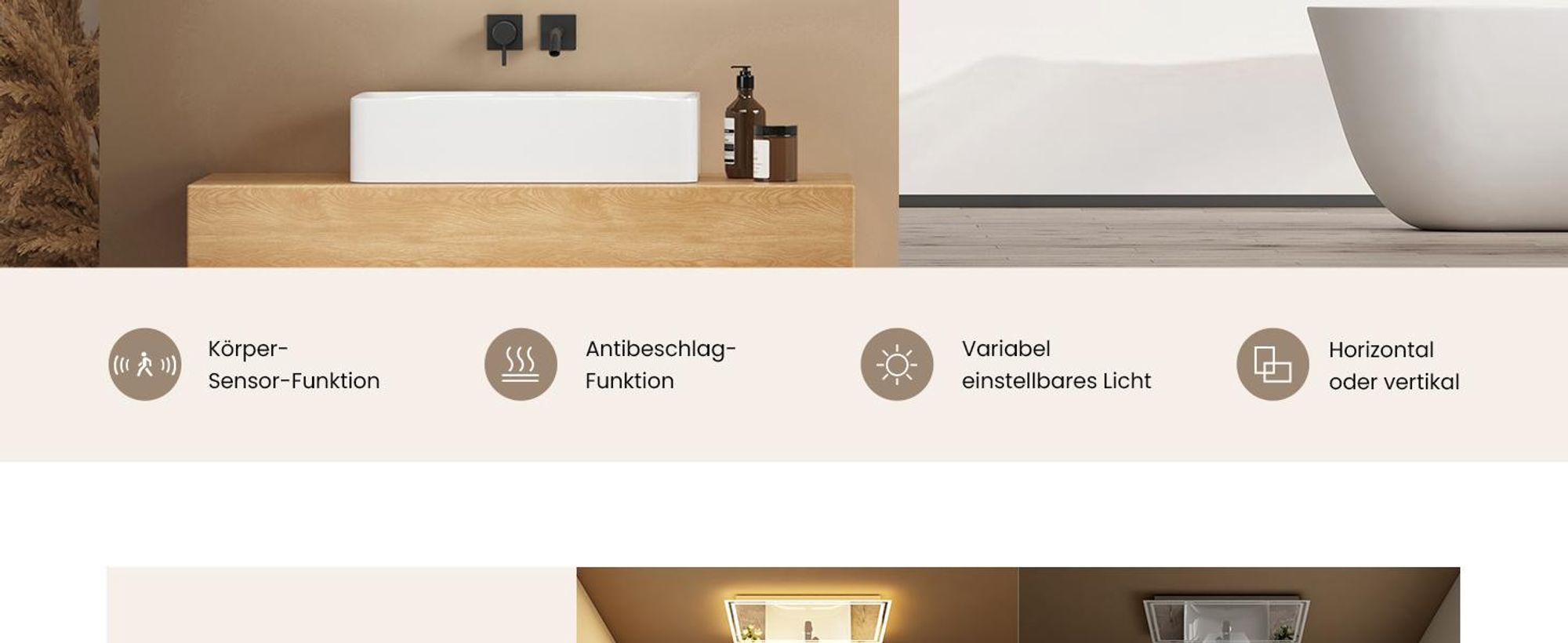 EMKE LED Badspiegel mit Bewegungssensor 70x50cm mit Touch, Beschlagfrei, 3 Lichtfarbe dimmbar, 1 Stunden automatische Abschaltung IP44 energiesparend