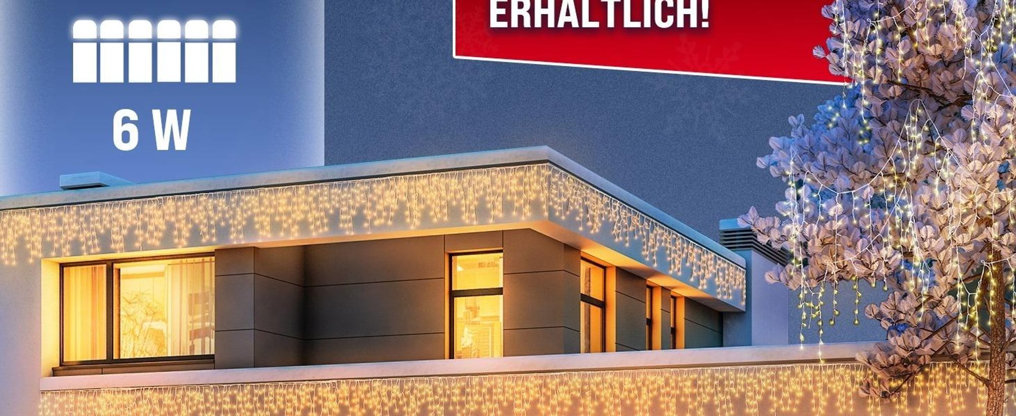 MONZANA® Eisregen Lichterkette Außen 600 LED Warmweiß