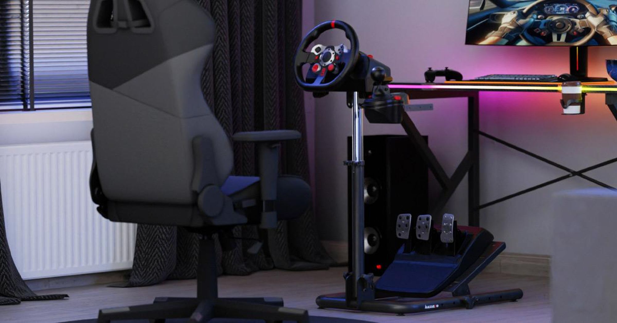 Huzaro Speed 2.0 | Lenkradständer Racing Wheel Stand Racing Ständer | Geeignet für Logitech Fanatec Thrustmaster | Faltbar