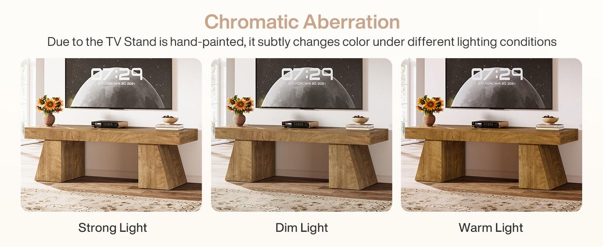 Tribesigns TV-Schrank 160 cm  für Fernseher bis zu 75 Zoll, Landhausstil Lowboard mit Stauraum, Fernsehständer für Wohnzimmer, Schlafzimmer, Natur