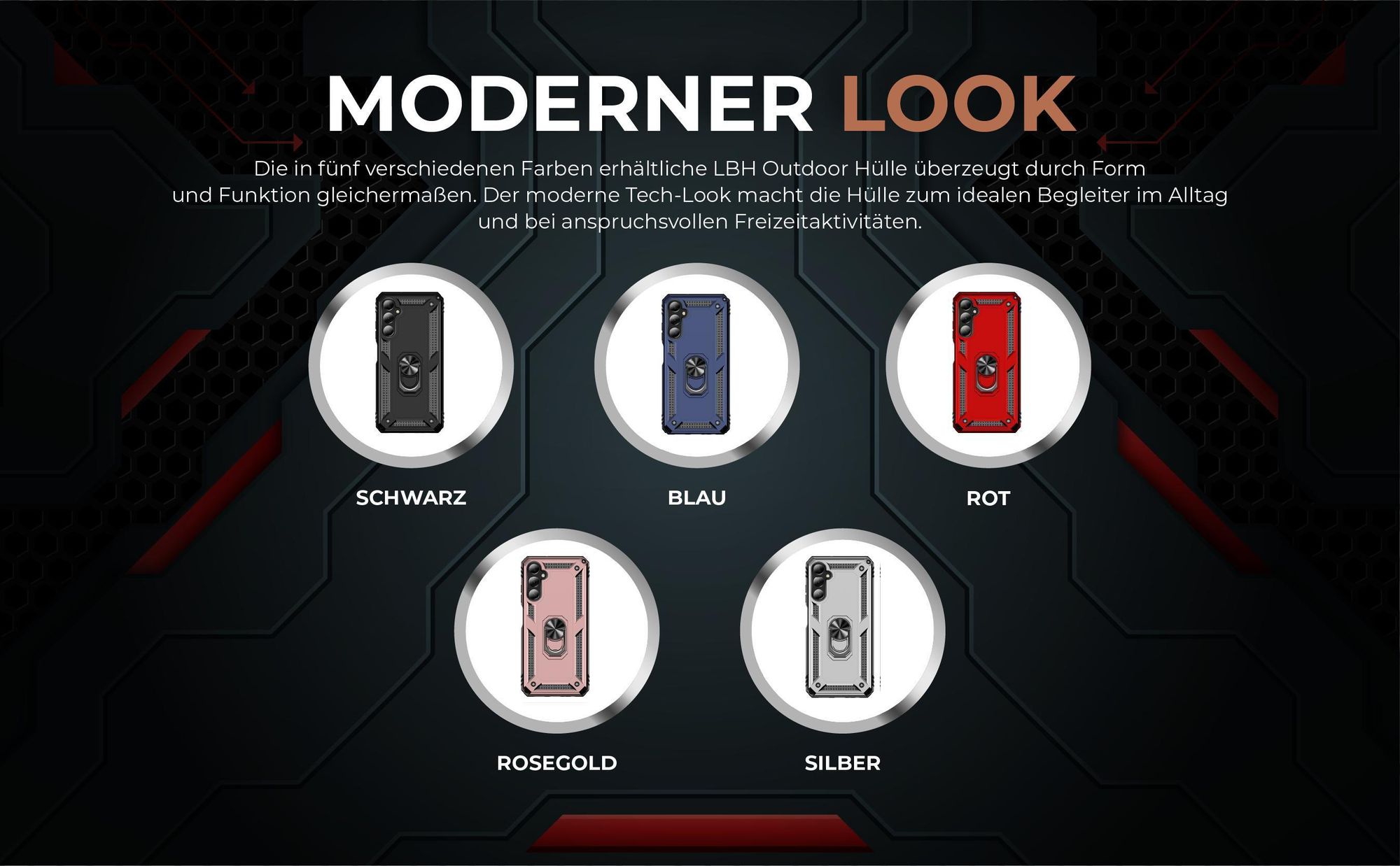 Armorhüllen in Schwarz, Blau, Rot, Rosegold und Silber für Samsung Galaxy S24 FE